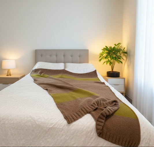Luxury Mohair Alpaca Extra Soft Throw Blanket Earth Tone