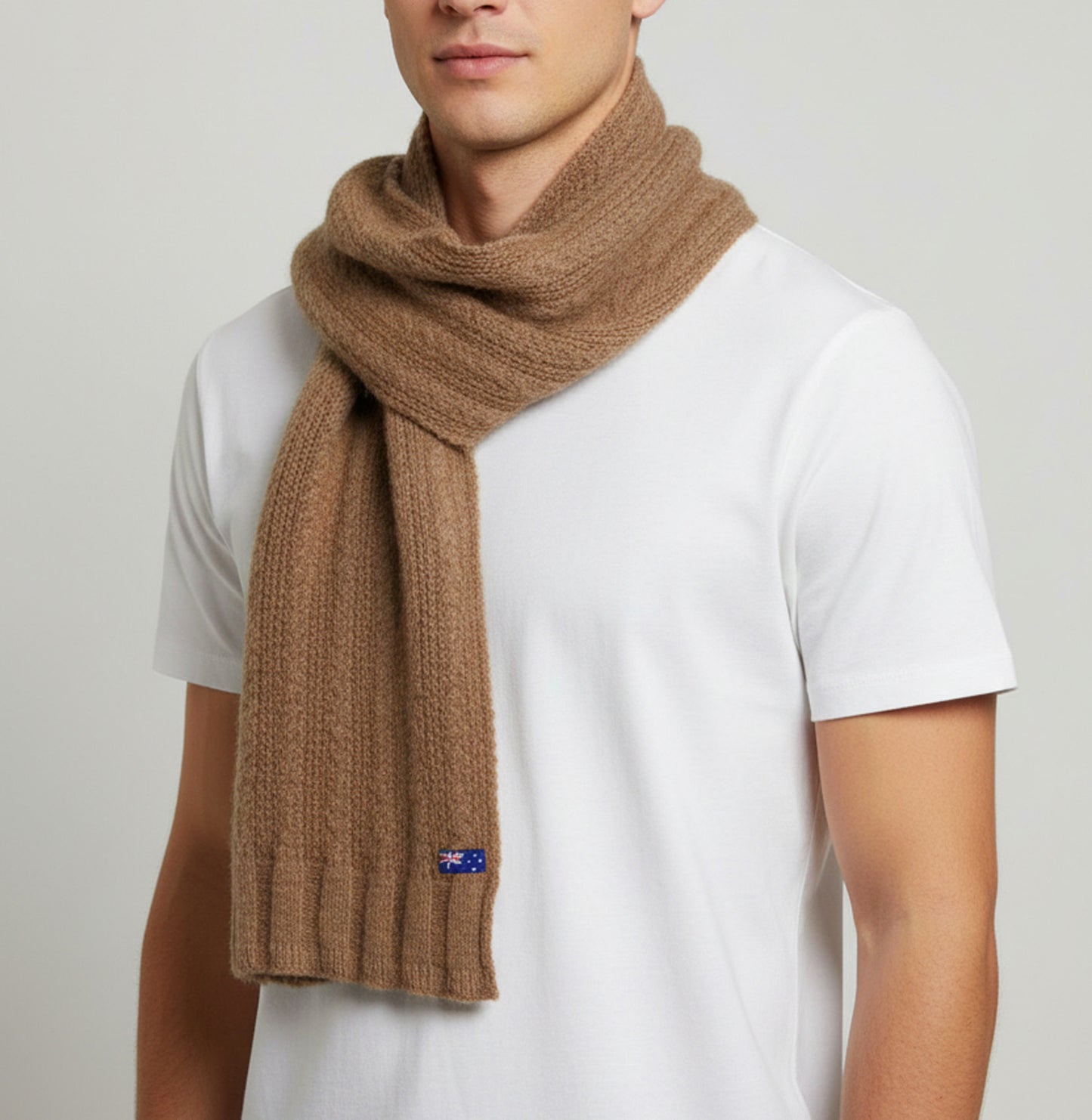 Alpaca Unisex Extra Soft Thick Stripe Scarf, Earth Tone