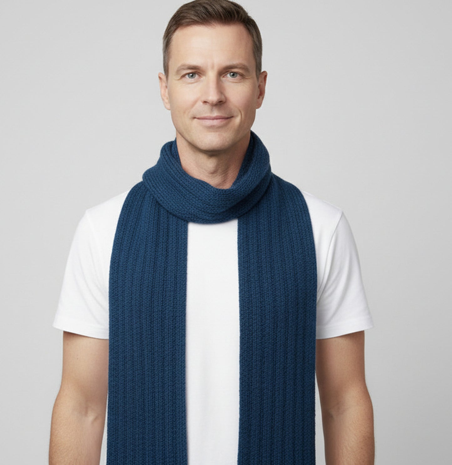 Alpaca Unisex Extra Soft Thick Stripe Scarf, Diesel Blue