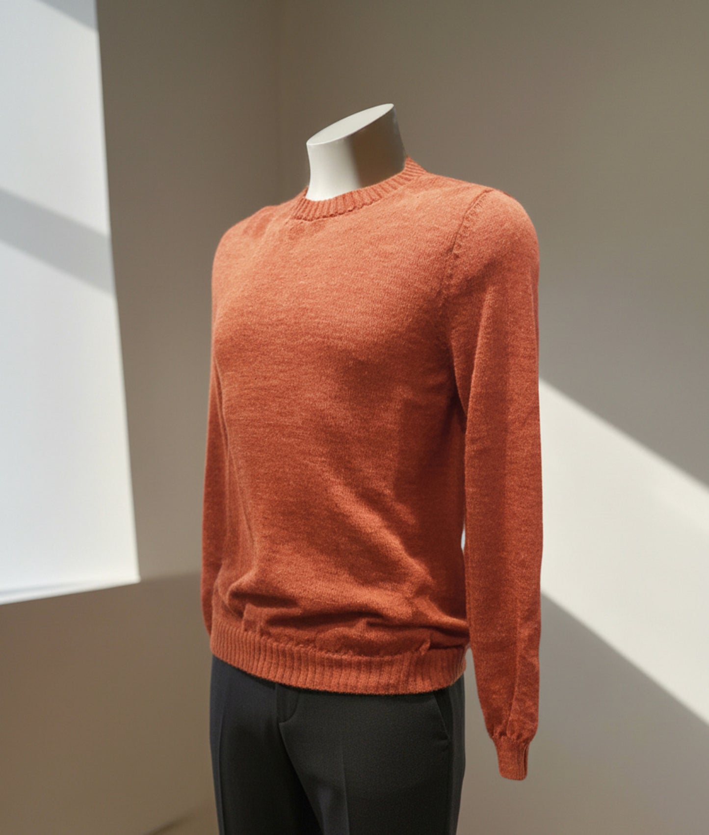 Alpaca Round Neck Sweater Men – Terracotta