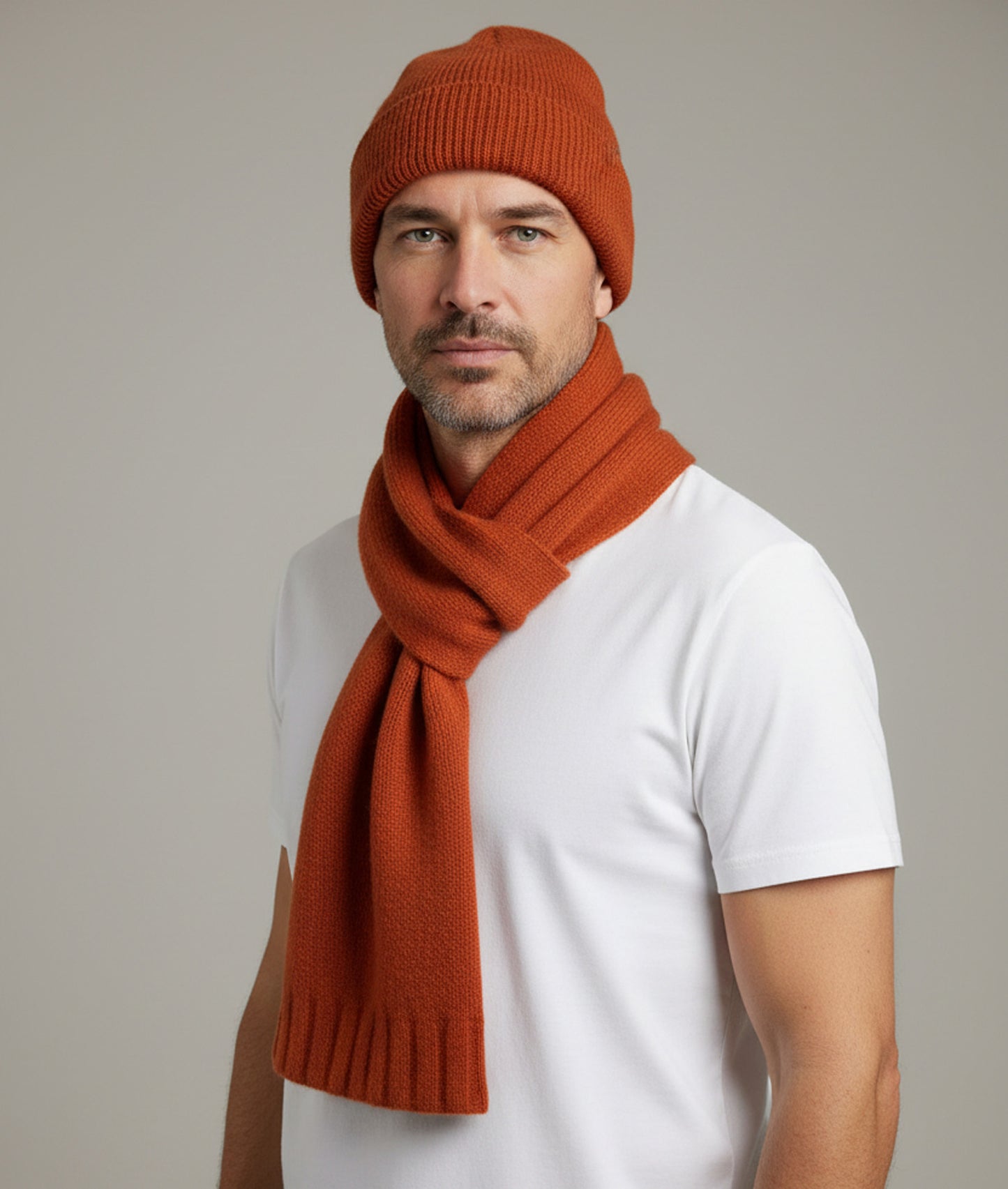 Alpaca Unisex Extra Soft Thick Stripe Scarf, Terracotta