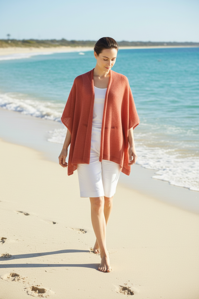 Alpaca Mohair Light Cape Spring Gold Pink