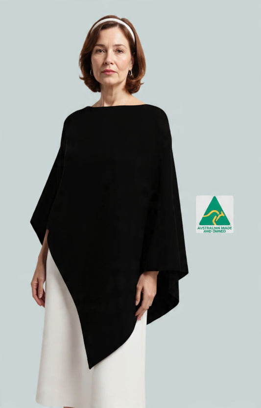 Alpaca Asymmetrical Thick Poncho Black