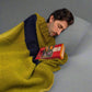 Luxury Mohair Alpaca Extra Soft Throw Blanket Lemon-Blue