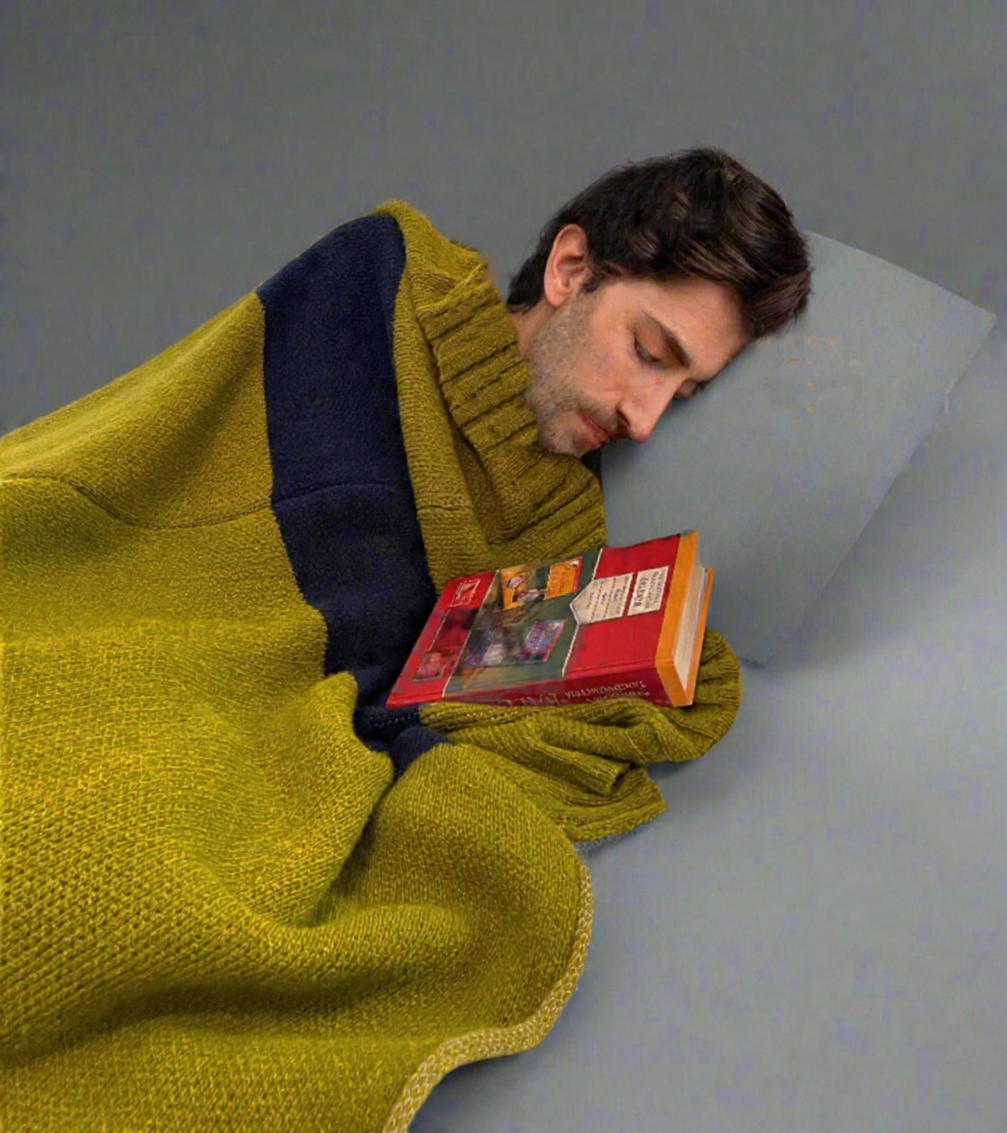 Luxury Mohair Alpaca Extra Soft Throw Blanket Lemon-Blue