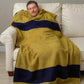 Luxury Mohair Alpaca Extra Soft Throw Blanket Lemon-Blue