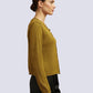 Alpaca  Cardigan Classy Jersey Roll Up Neckline, Mustard