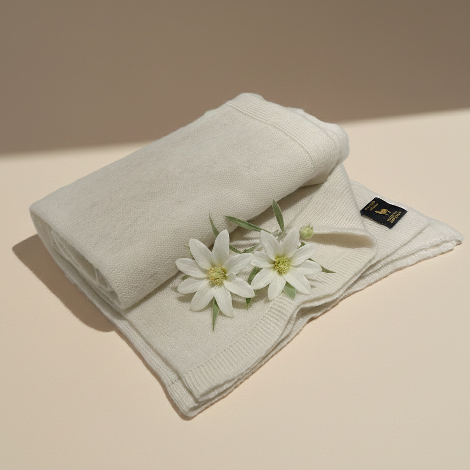 Baby Alpaca Shawl-Scarf Flannel Flower | Extra Soft & Light