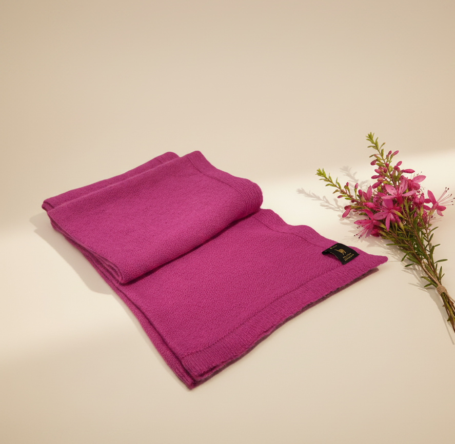 Baby Alpaca Shawl-Scarf Fuchsia Heat, Extra Soft and light