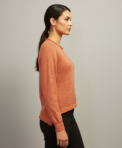 Alpaca Round-Neck Classy Soft Jumper Melon Tone
