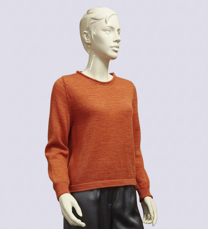 Alpaca Round-Neck Classy Soft Jumper Melon Tone
