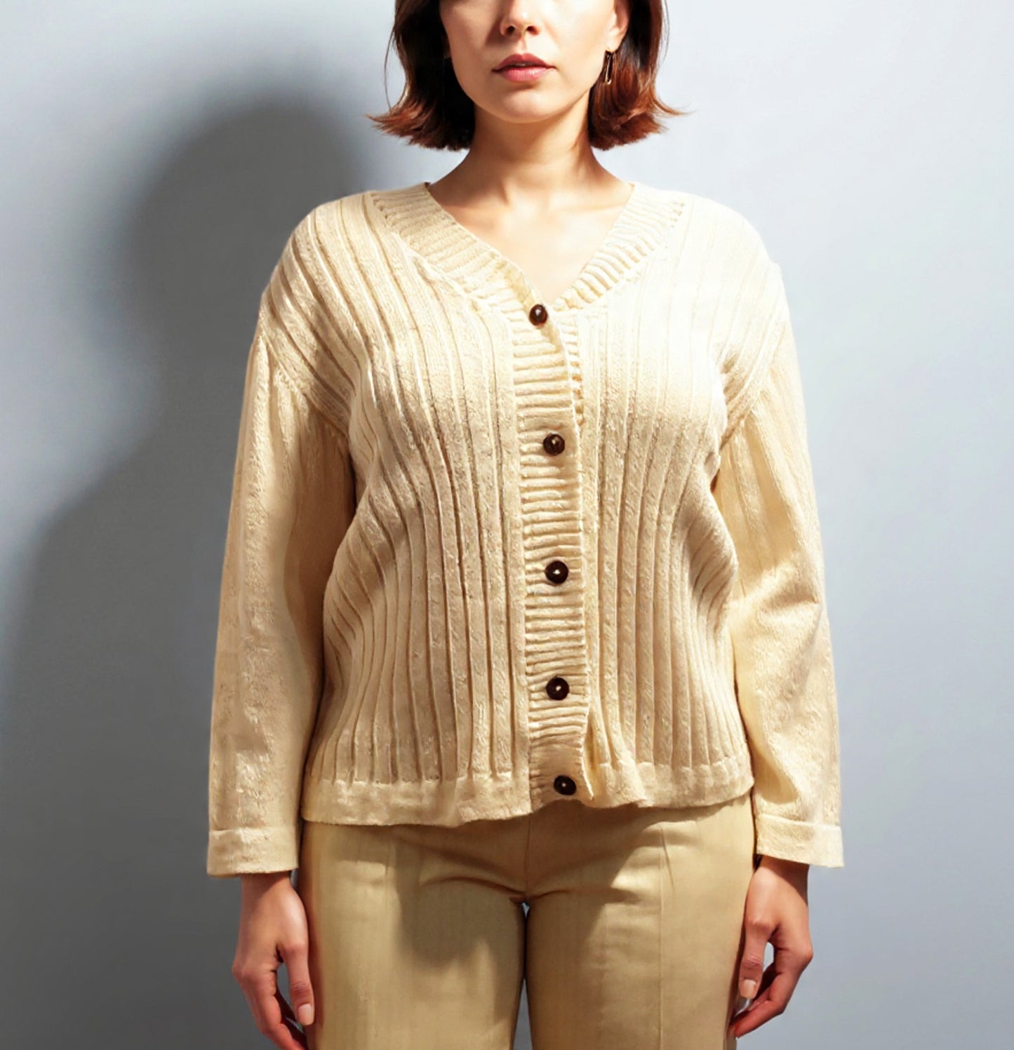 Alpaca Light 3/4 Sleeve Cardigan My Pearl