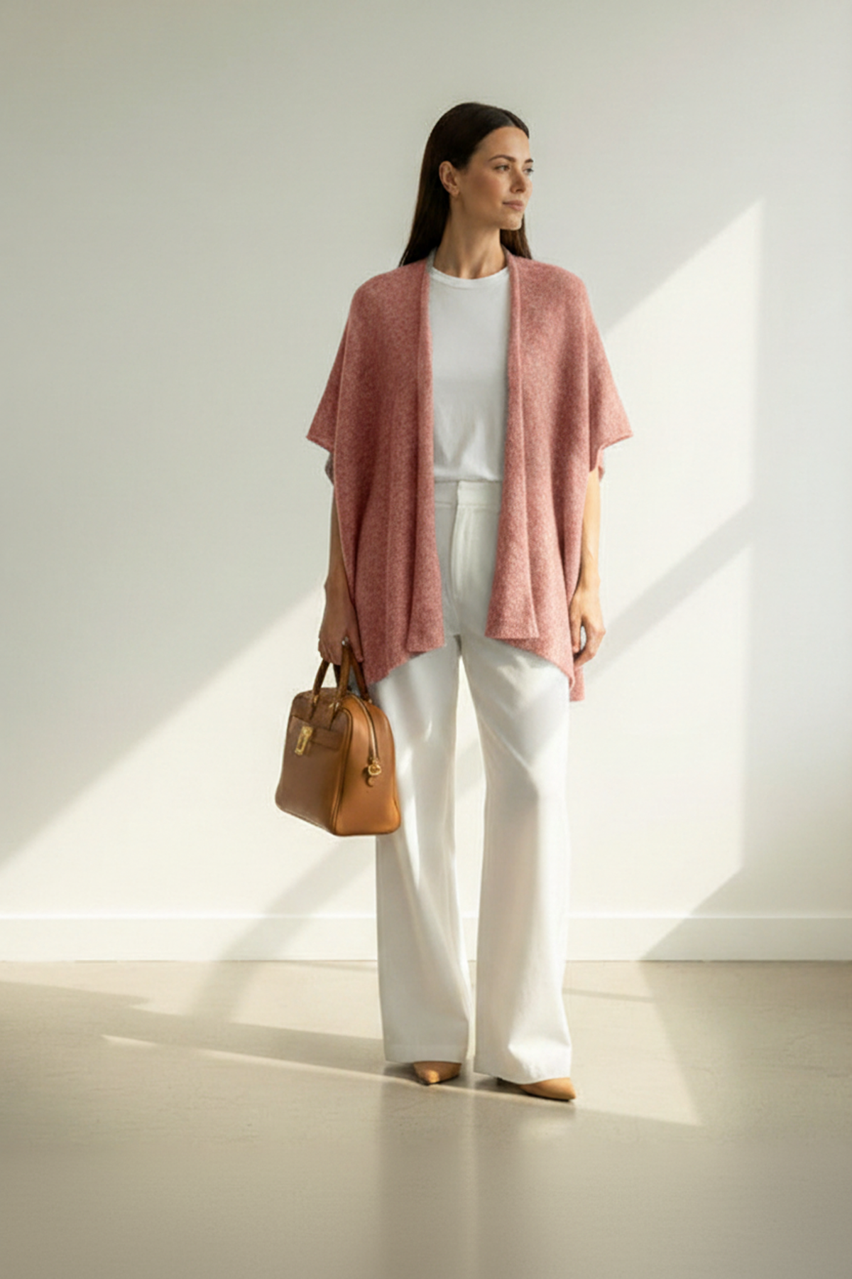 Alpaca Mohair Light Cape Spring Gold Pink