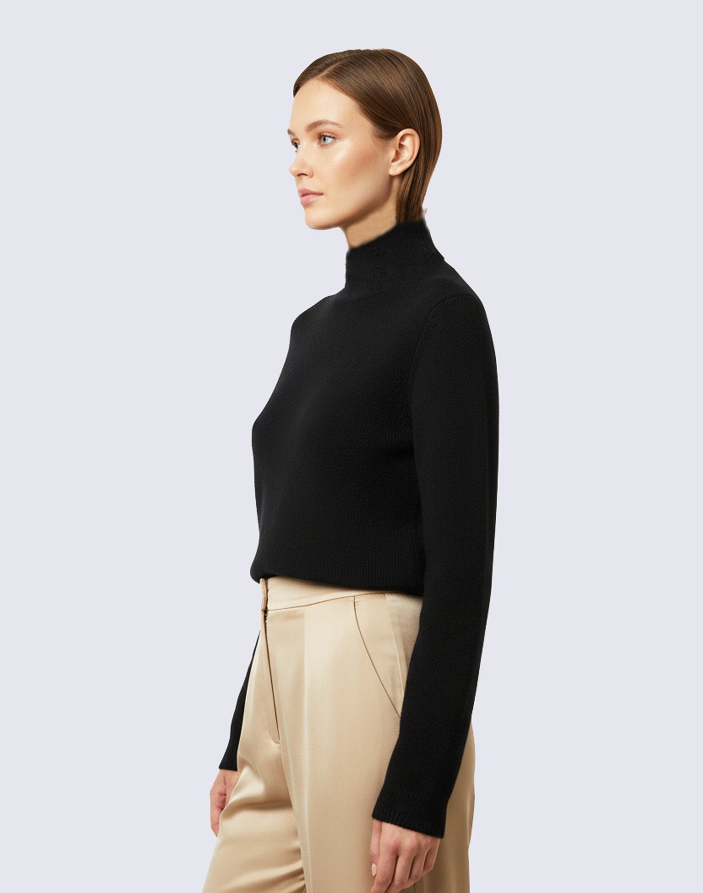 Baby Alpaca Pullover Jacquard Turtleneck Black