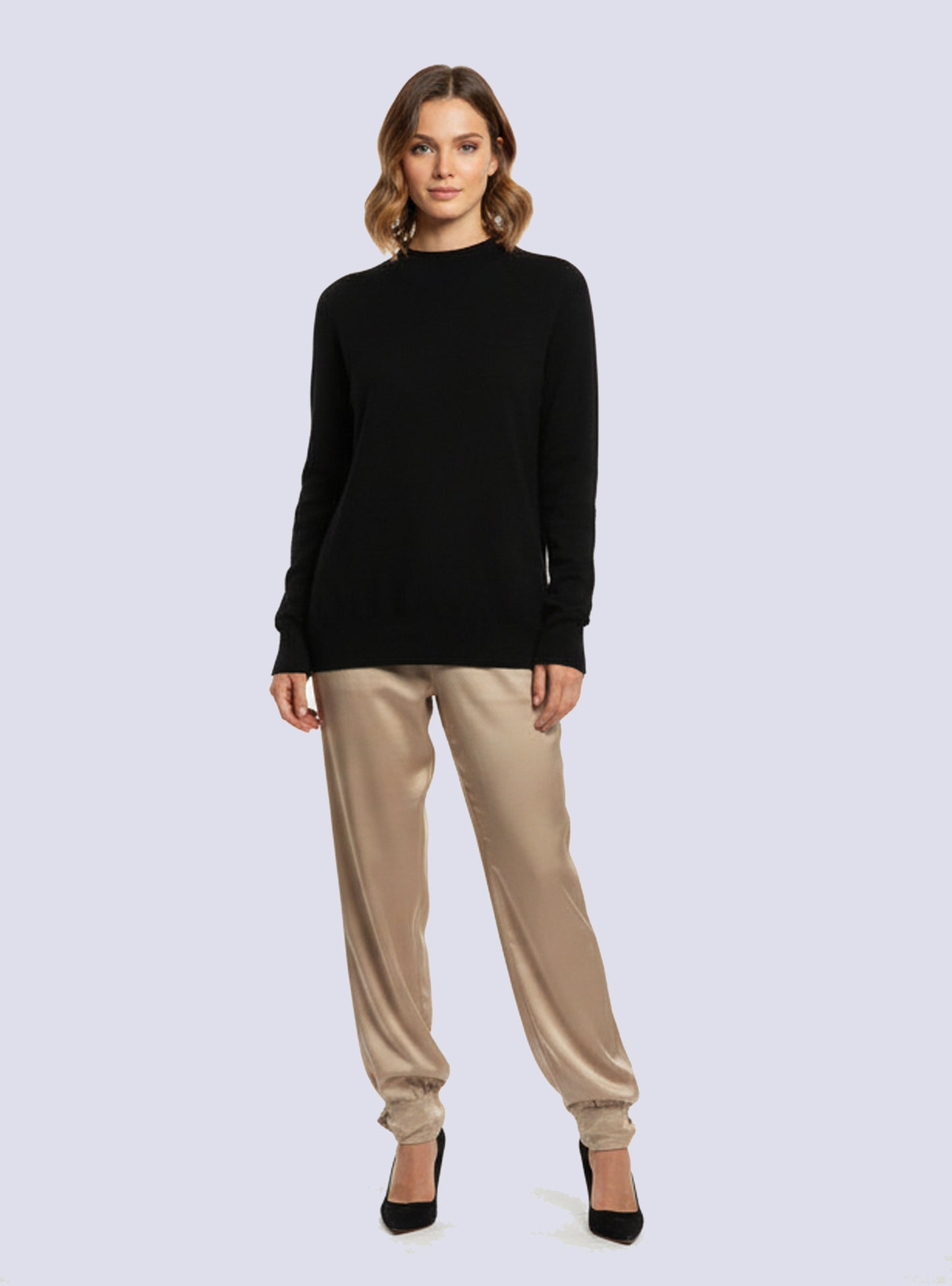 Baby Alpaca Pullover Jacquard Turtleneck Black