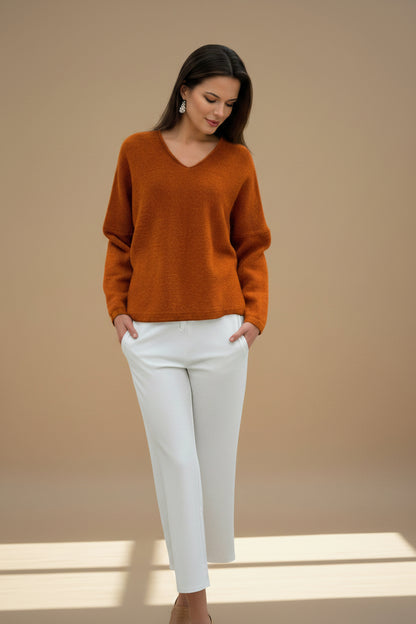 Alpaca Mohair Pullover Orange | Extra soft thick