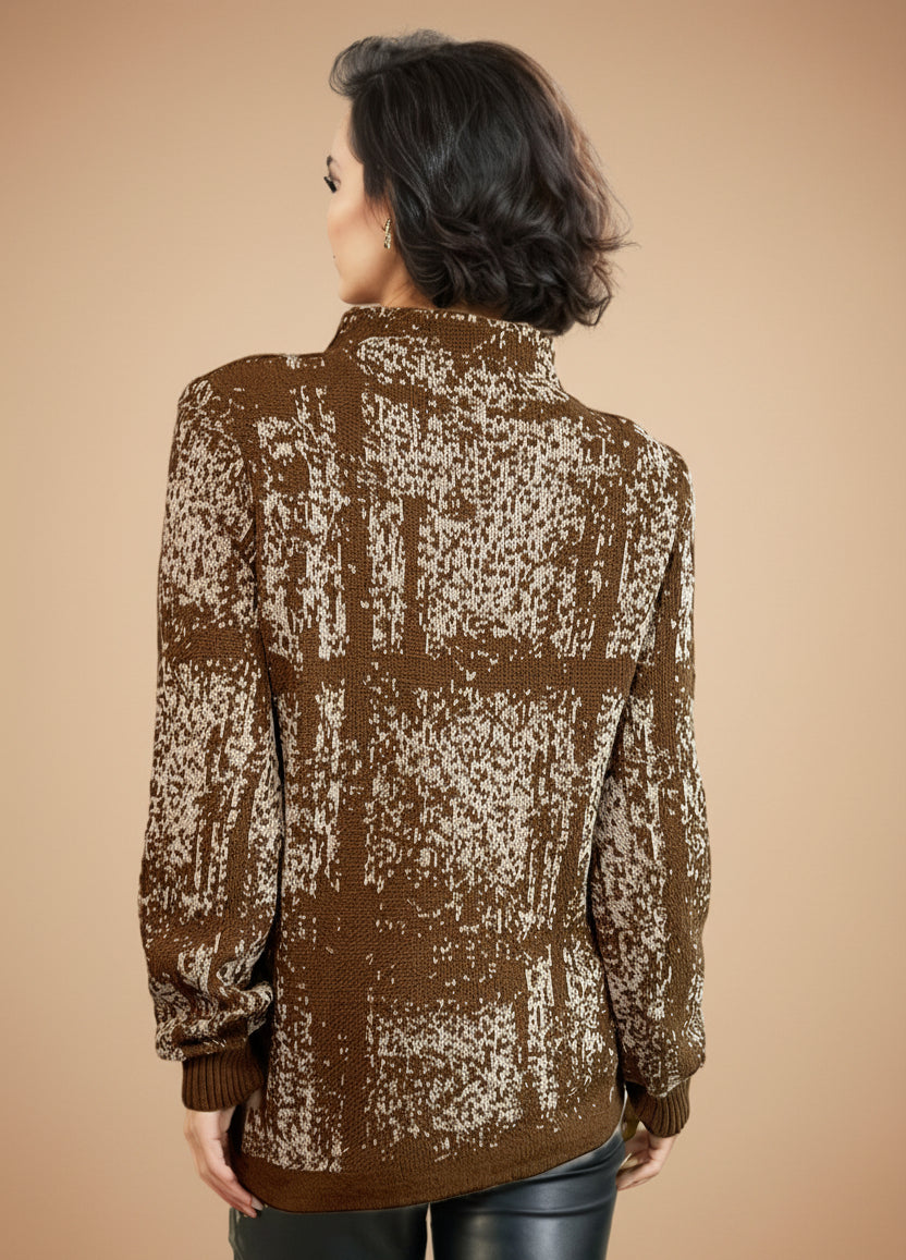 Alpaca Women’s High Neck Gold Granite Jacquard