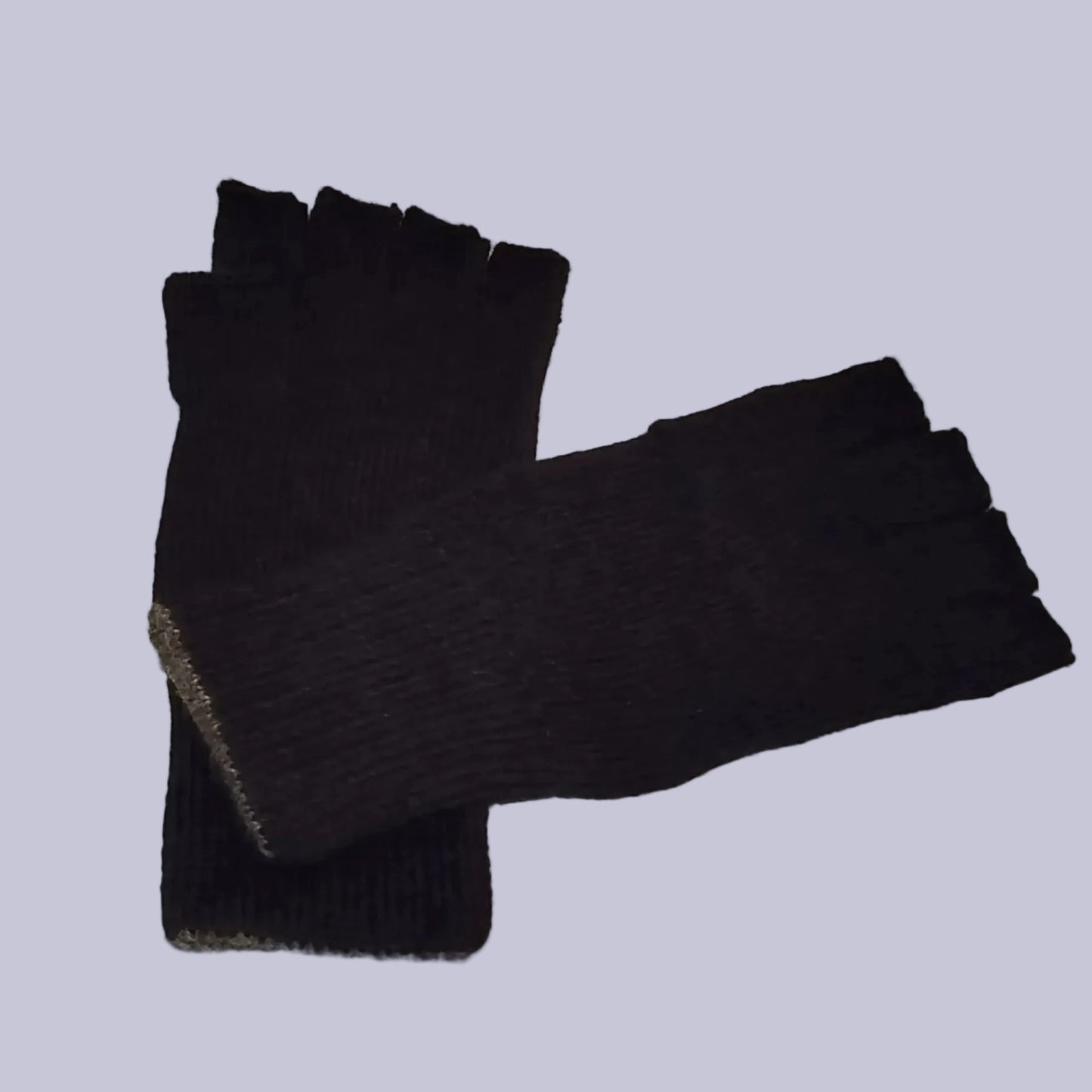 Handmade Alpaca Large Gloves Half- finger Black