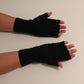 Handmade Alpaca Large Gloves Half- finger Black