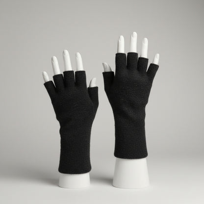 Handmade Alpaca Large Gloves Half- finger Black