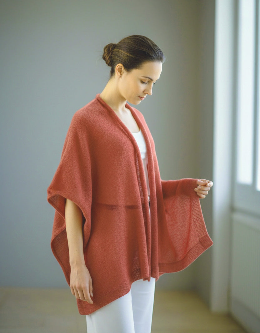 Alpaca Mohair Light Cape Spring Gold Pink