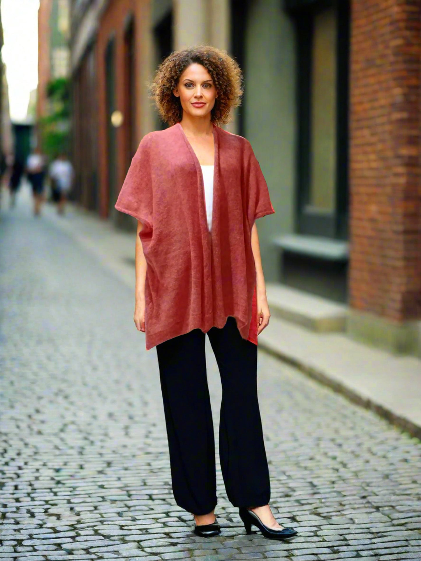 Alpaca Mohair Light Cape Spring Gold Pink