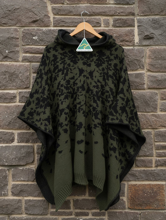 Australian Alpaca Thick Poncho Hooded, CAMO Green