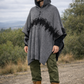Australian Alpaca Thick Poncho Hooded, Disruption in Grey