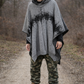 Australian Alpaca Thick Poncho Hooded, Disruption in Grey