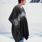Australian Alpaca Thick Poncho, Disruption V-Neck Charcoal