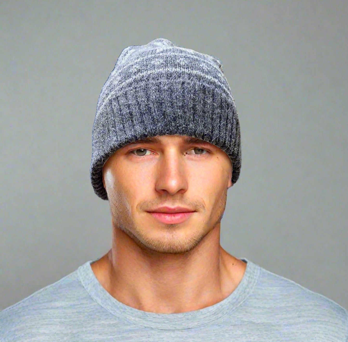 Alpaca Norwegian Pattern Beanie Gray Unisex