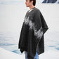 Australian Alpaca Thick Poncho, Disruption V-Neck Charcoal