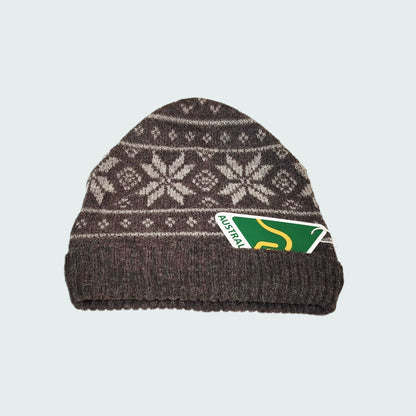 Alpaca Norwegian Pattern Beanie Gray Unisex