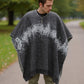 Australian Alpaca Thick Poncho, Disruption V-Neck Charcoal