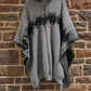 Australian Alpaca Thick Poncho Hooded, Disruption in Grey