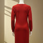 Alpaca Long Dress | Jacquard Stitch | Red Melange