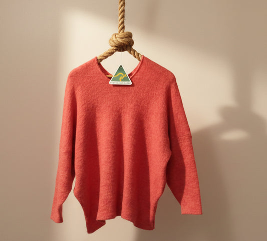 Alpaca Mohair Pullover Sweater Plus Size, Melon Tone