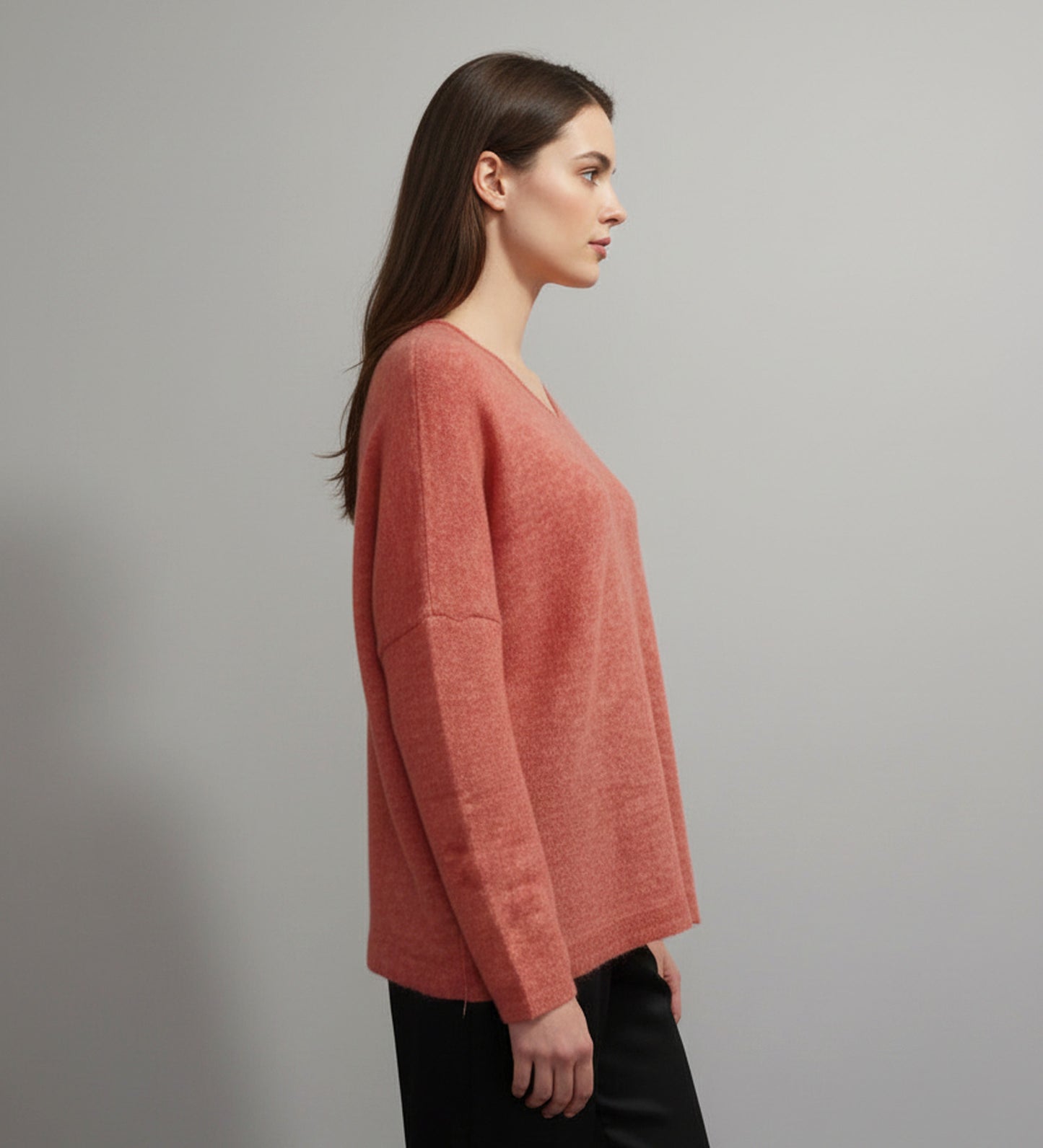 Alpaca Mohair Pullover Sweater Plus Size, Melon Tone