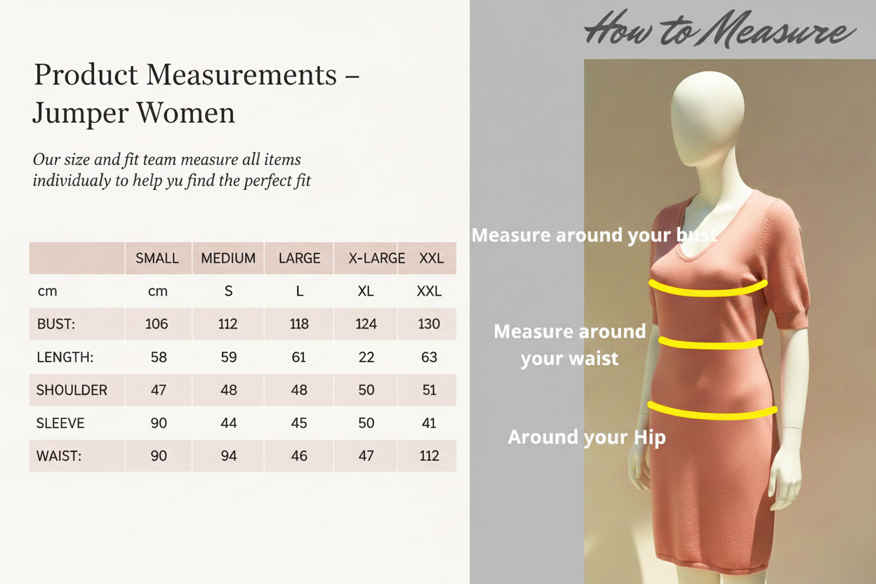 Size Chart con maniquí original
