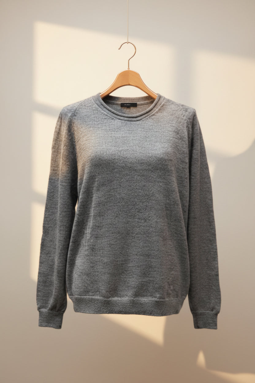 Alpaca Round-Neck Classy Soft Jumper Raglan Sleeves