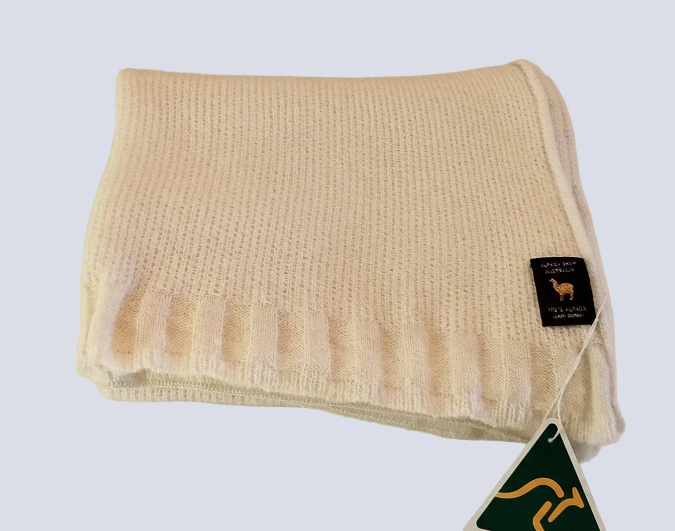 Alpaca Unisex Shawl-Scarf Extra Soft Natural Snow