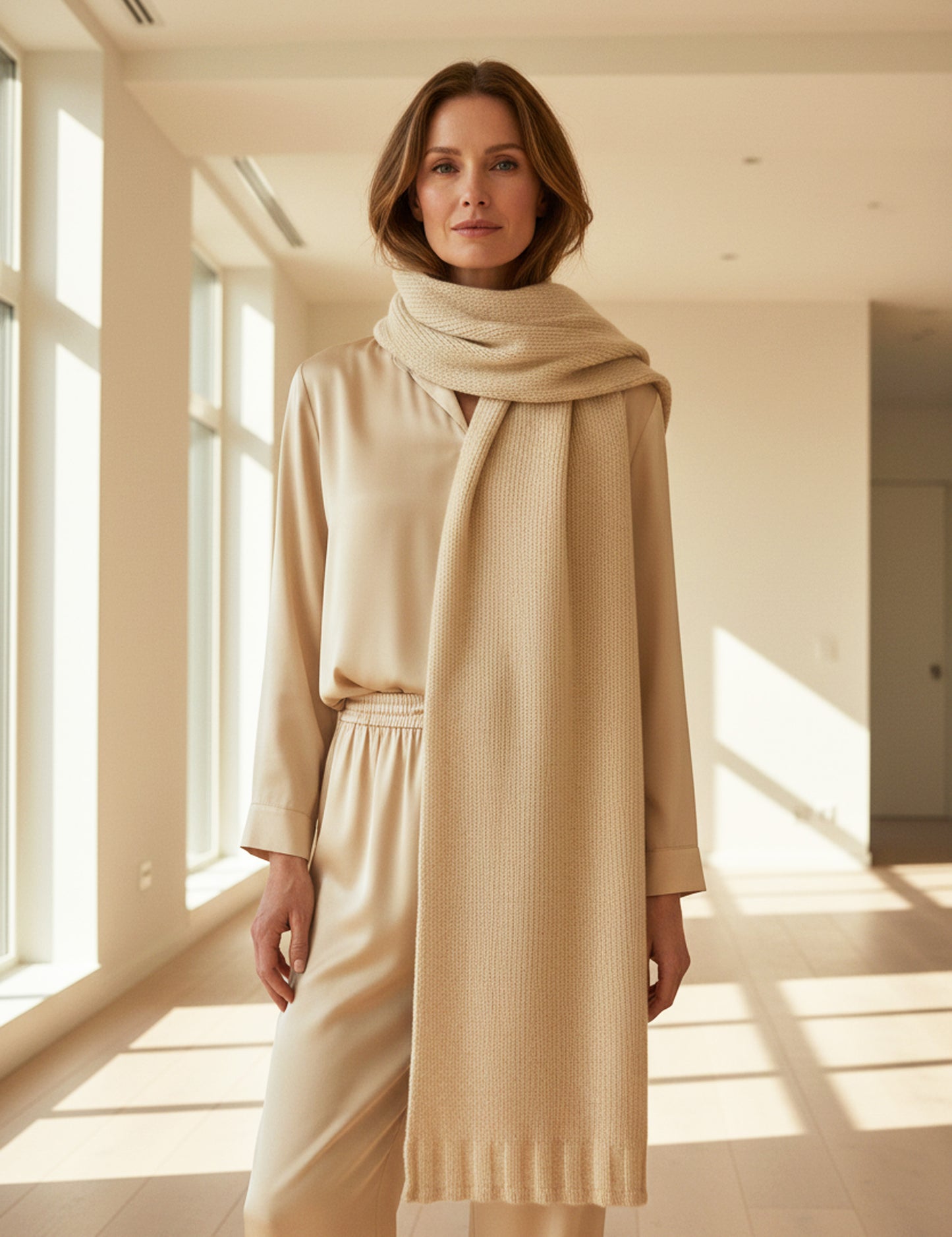 Alpaca Unisex Shawl-Scarf Extra Soft Natural Snow