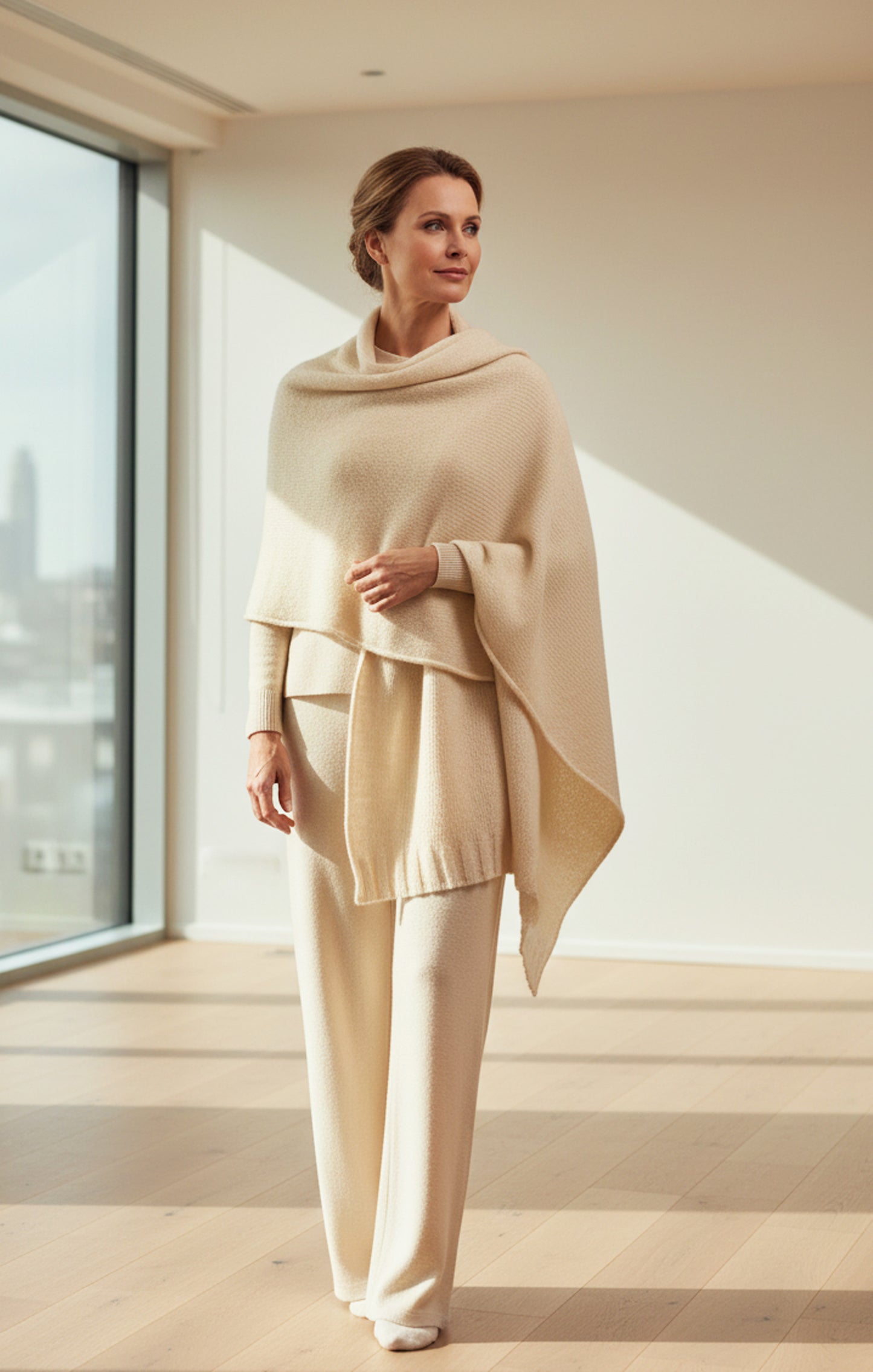 Alpaca Unisex Shawl-Scarf Extra Soft Natural Snow