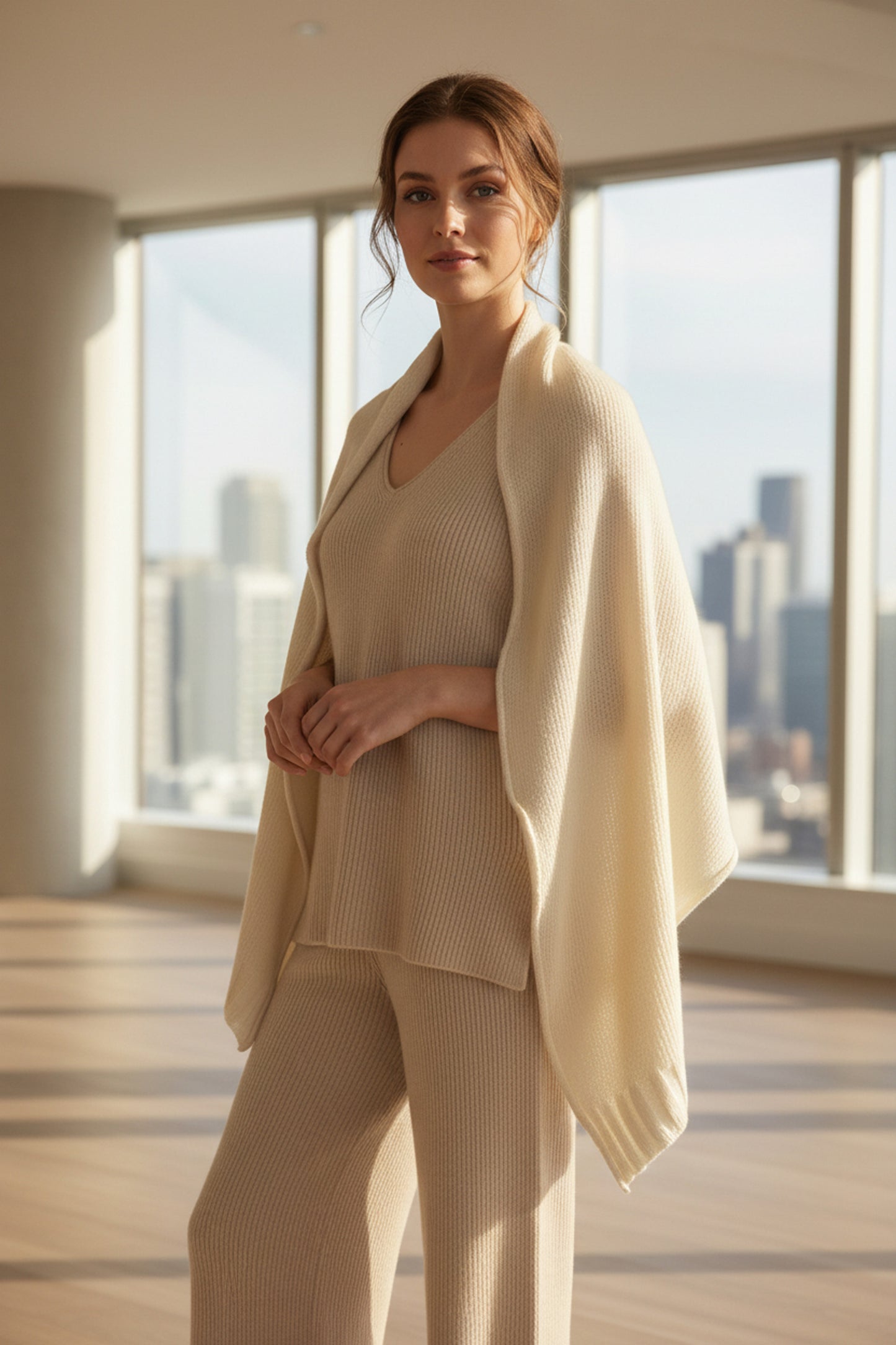 Alpaca Unisex Shawl-Scarf Extra Soft Natural Snow