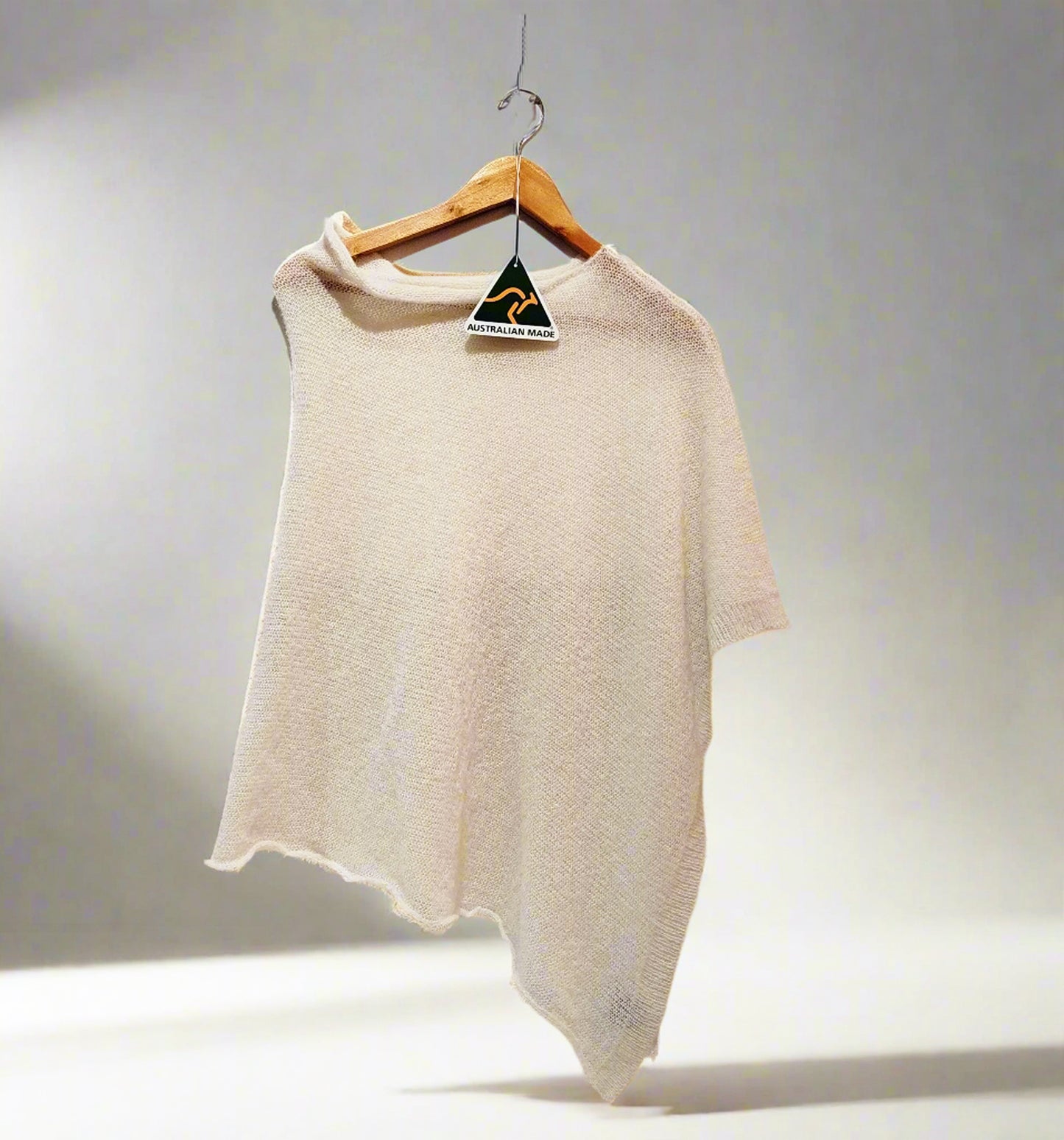 Alpaca Fresh Knit Poncho Jersey Open Pattern, Milk Tone