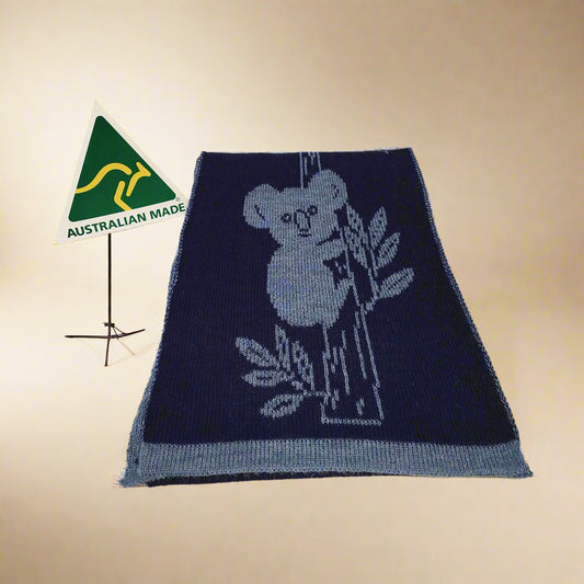 Koala Alpaca Wool Scarf, Blue Tones