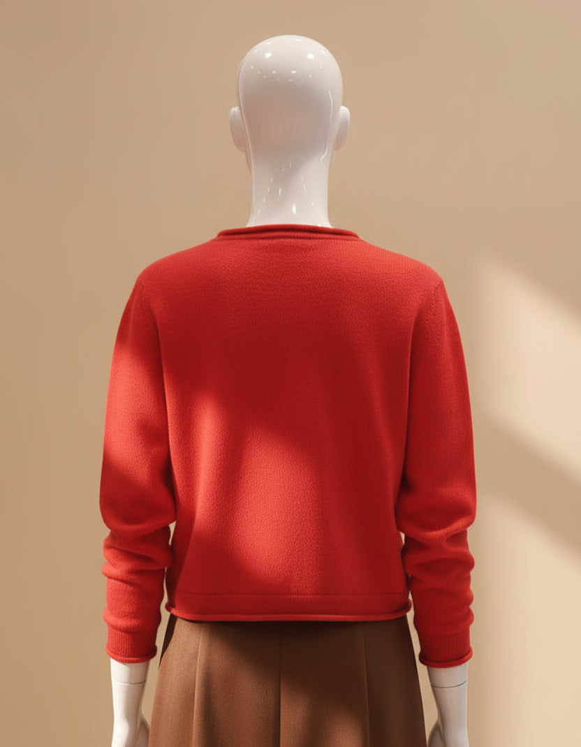 Alpaca Cardigan Classy Jersey Roll Up Neckline