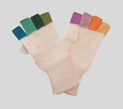 Alpaca Finger-less Gloves White Women