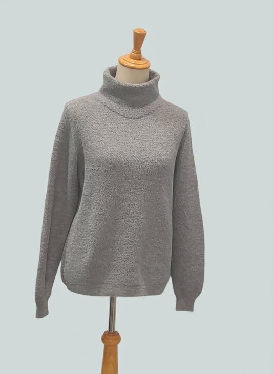 Alpaca Women’s High Neck Jacquard Knit Sky Blue