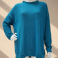 Alpaca Basic Solid Shoulder Sweater Oversized Turquoise